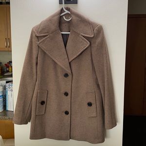 Women’s Beige Calvin Klein Wool Coat, Size 6